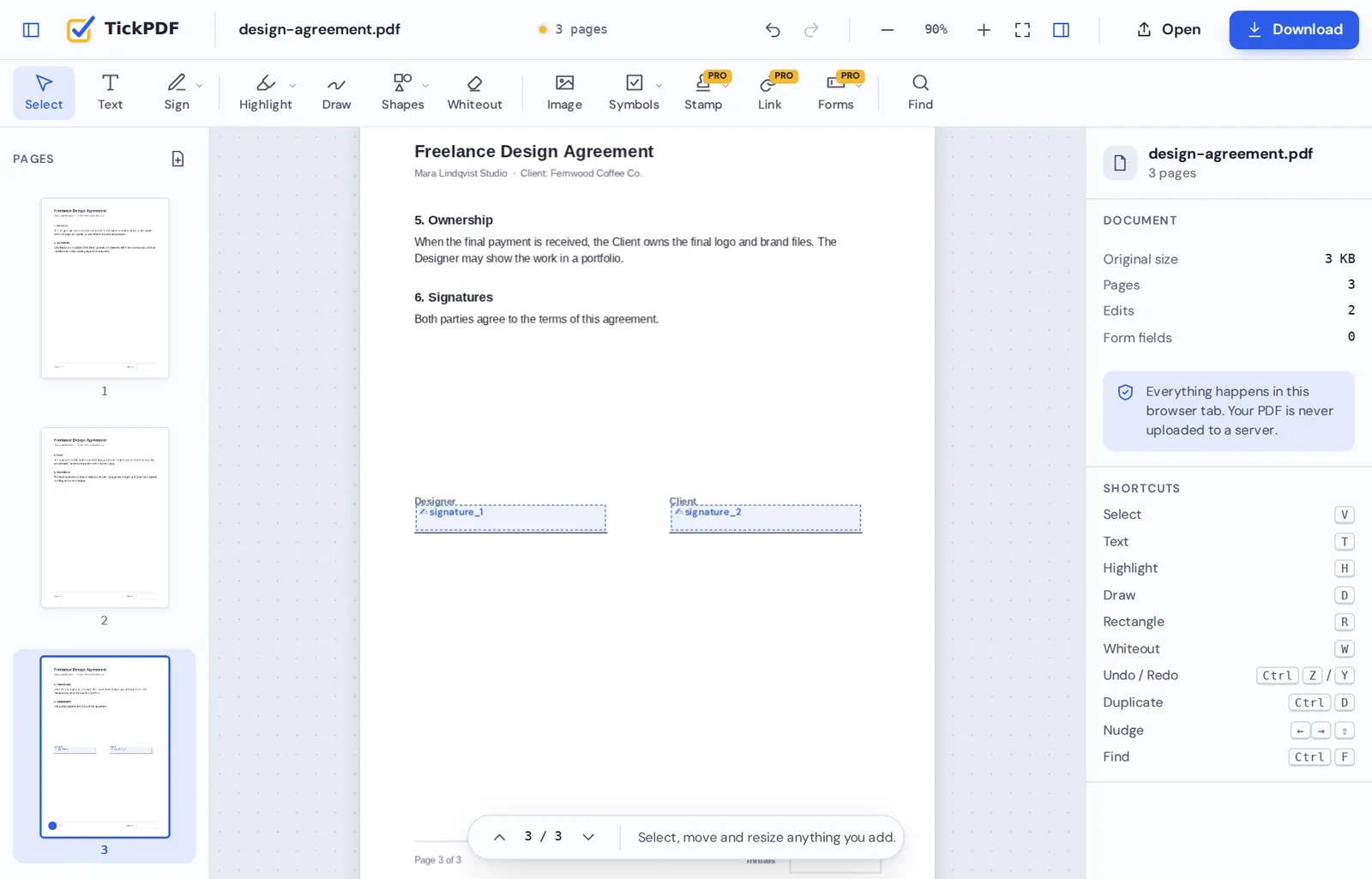 Add signature field to PDF online: a design agreement ready to sign