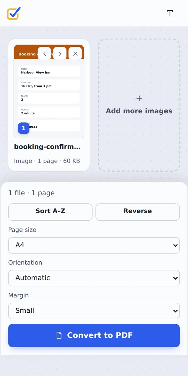 Convert BMP to PDF on a phone