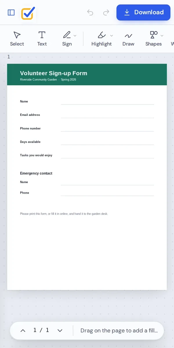 Create fillable PDF forms on a phone