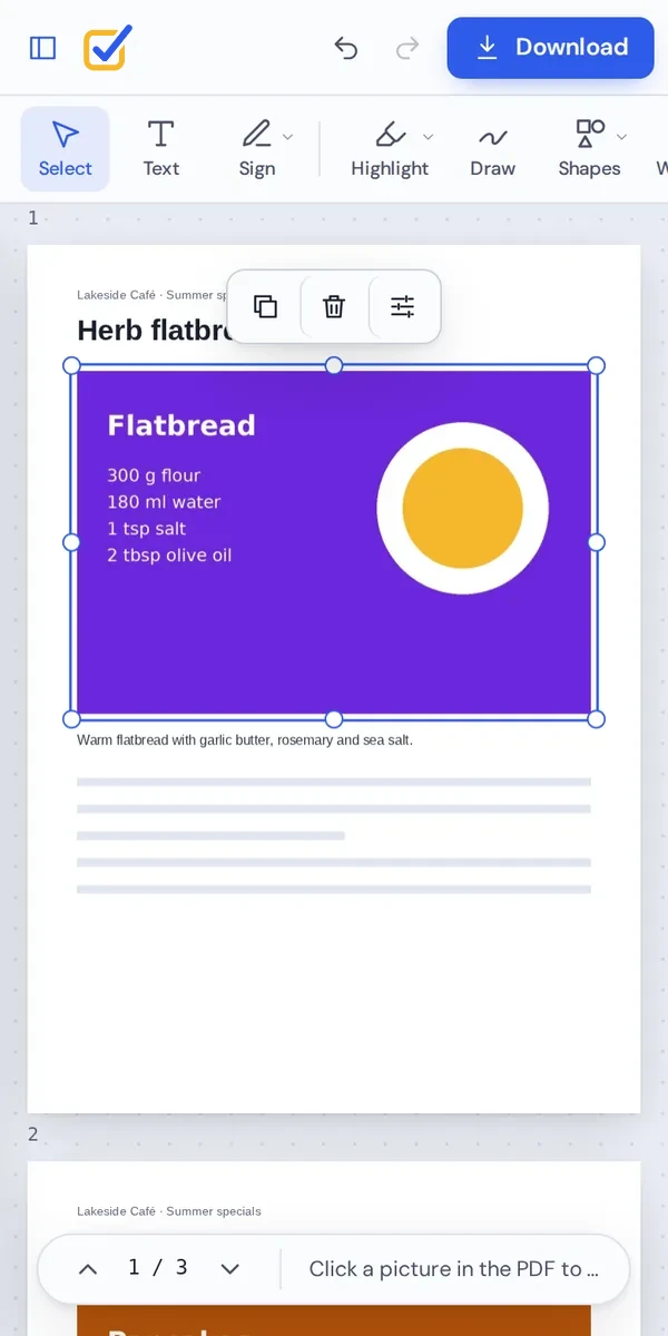 Edit images in PDF files on a phone