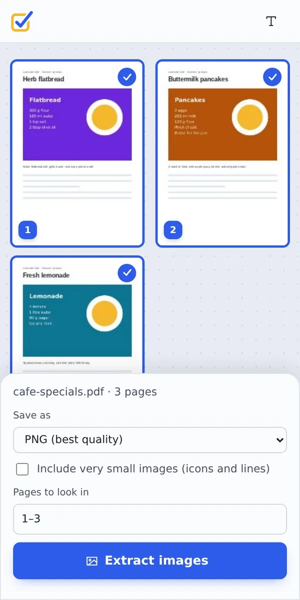 Extract images from PDF on a phone