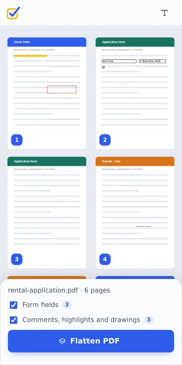 Flatten PDF forms on a phone
