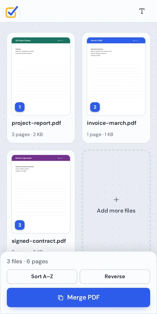 Choosing files on a phone with the PDF editor for Android