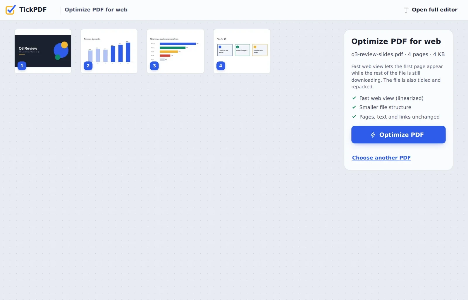 Optimize PDF for web online: a slide deck ready for a website