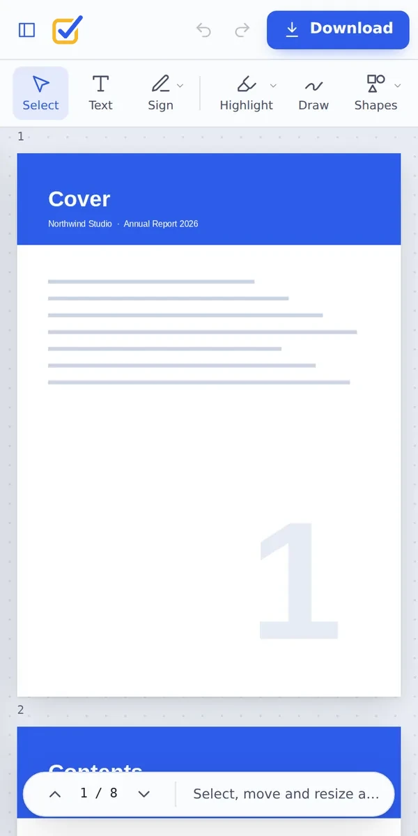 PDF reader online on a phone