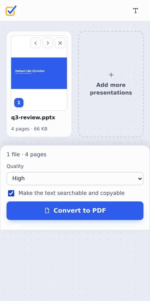 Convert PPT to PDF on a phone