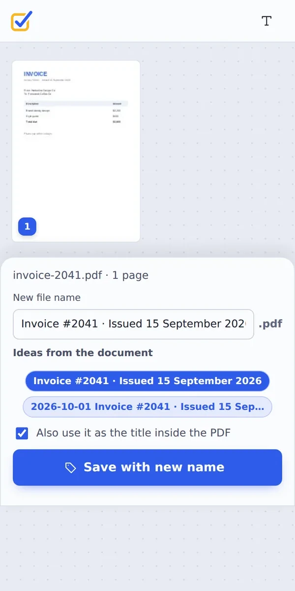 Rename PDF files on a phone