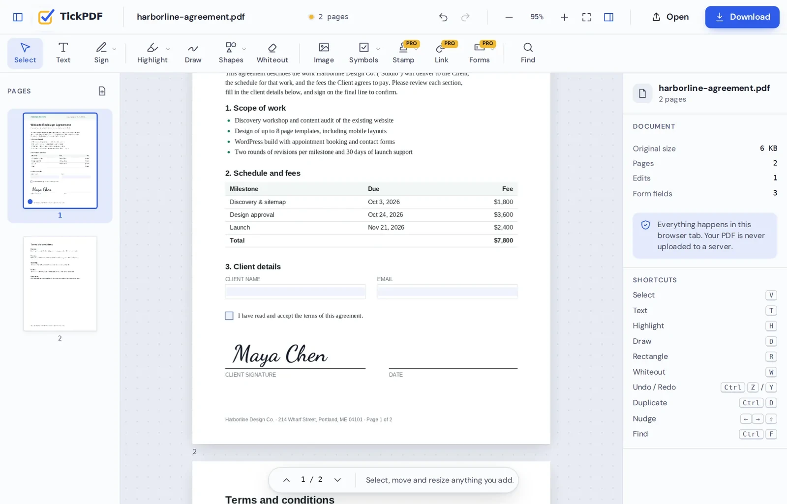 Signing a contract with the PDF editor for Chromebook in Chrome