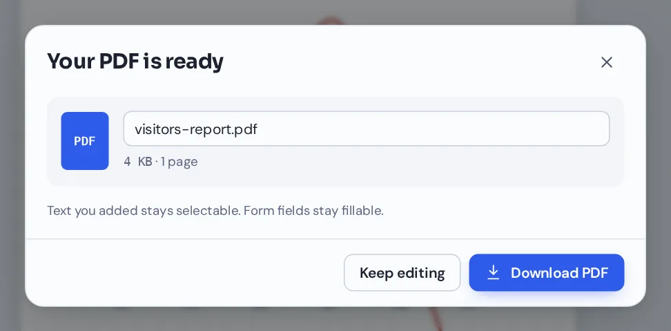 Download the marked-up file after you draw on PDF pages