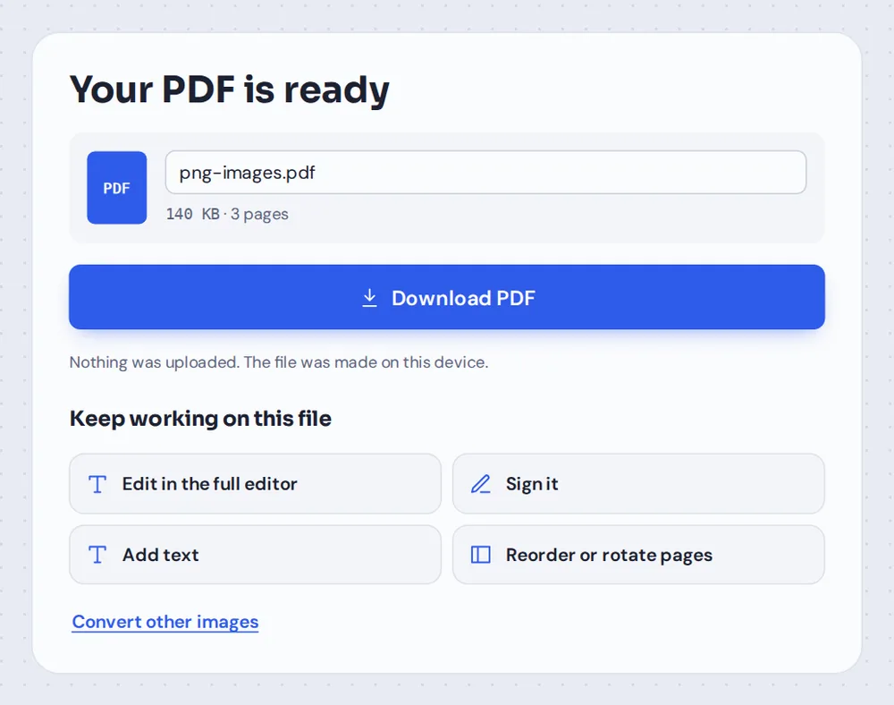 The document made with PNG to PDF, ready to download