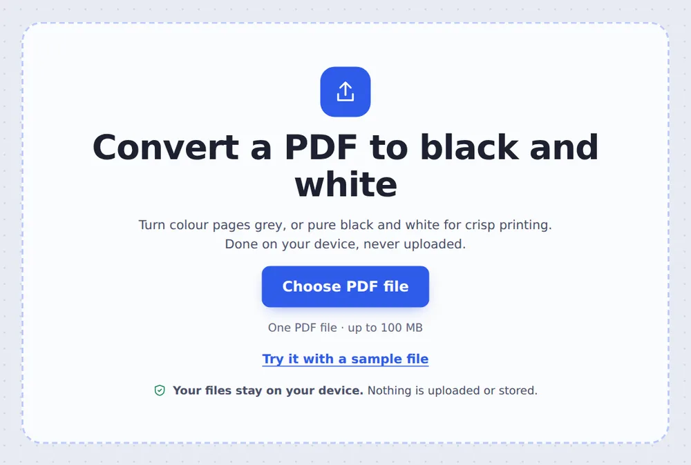 Choose a PDF file to convert PDF to black and white