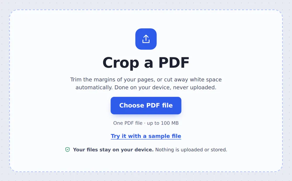 Choose a PDF file to crop PDF pages