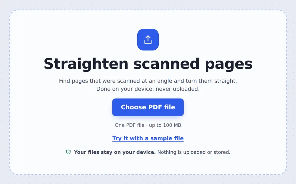 Choose a scanned PDF to deskew PDF pages