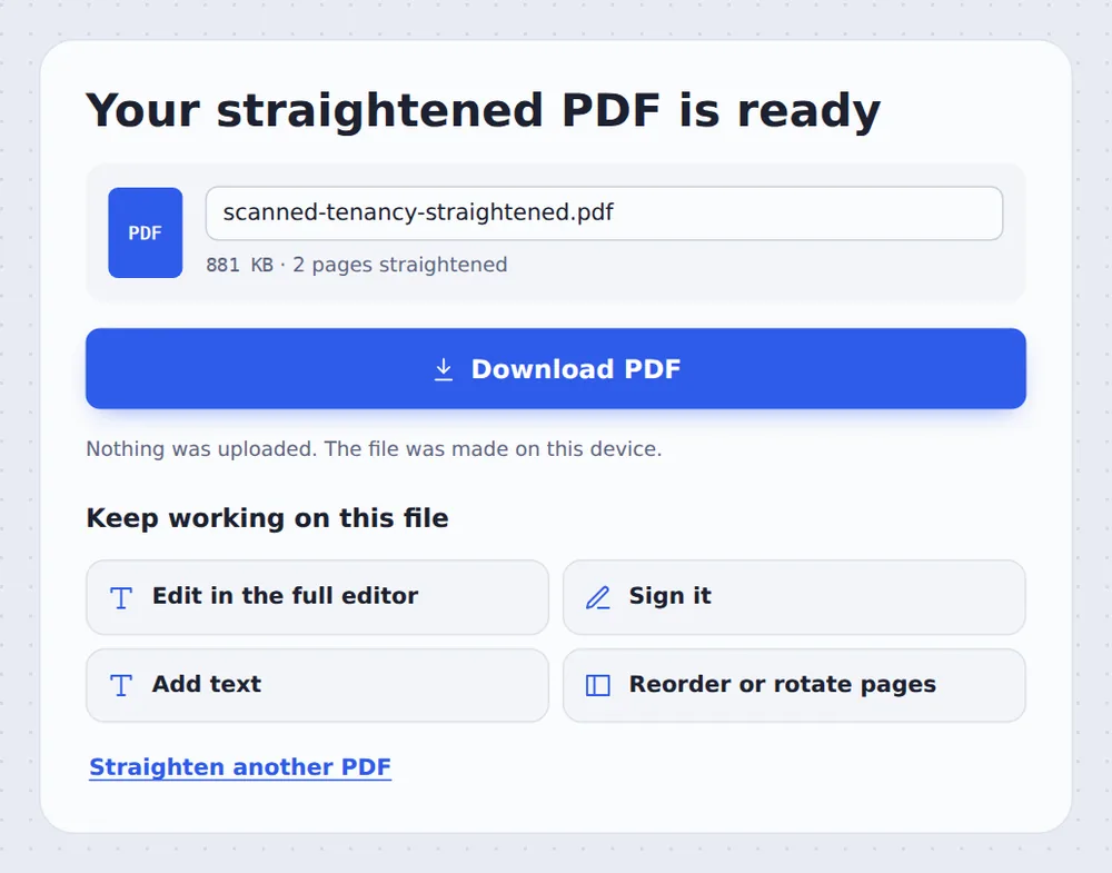 2 pages straightened after you deskew PDF scans