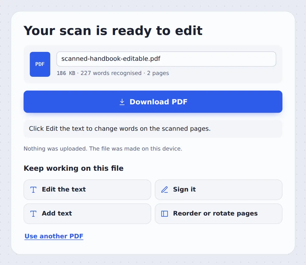 The scan is ready to edit: the next step to edit scanned PDF text