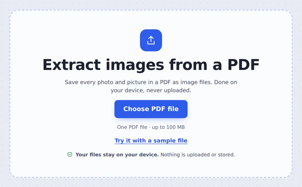 Choose a PDF file to extract images from PDF pages