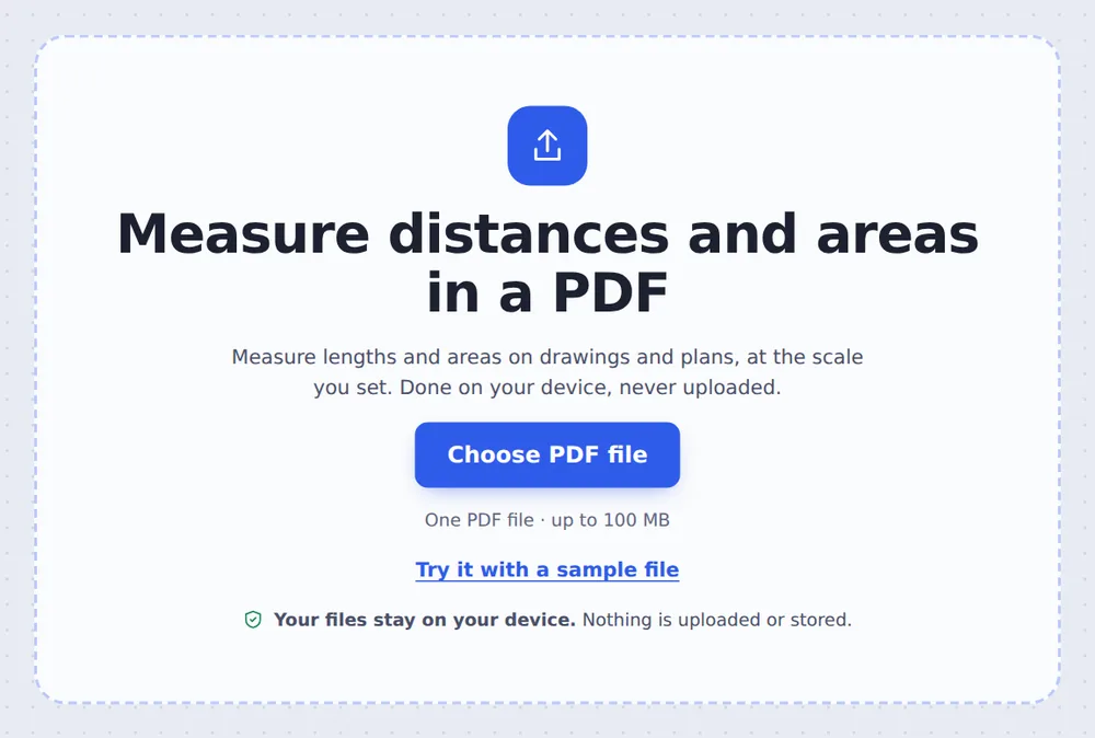 Choose a drawing to measure PDF distances and areas