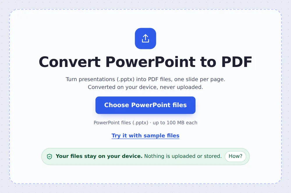 Choose files to convert PPT to PDF