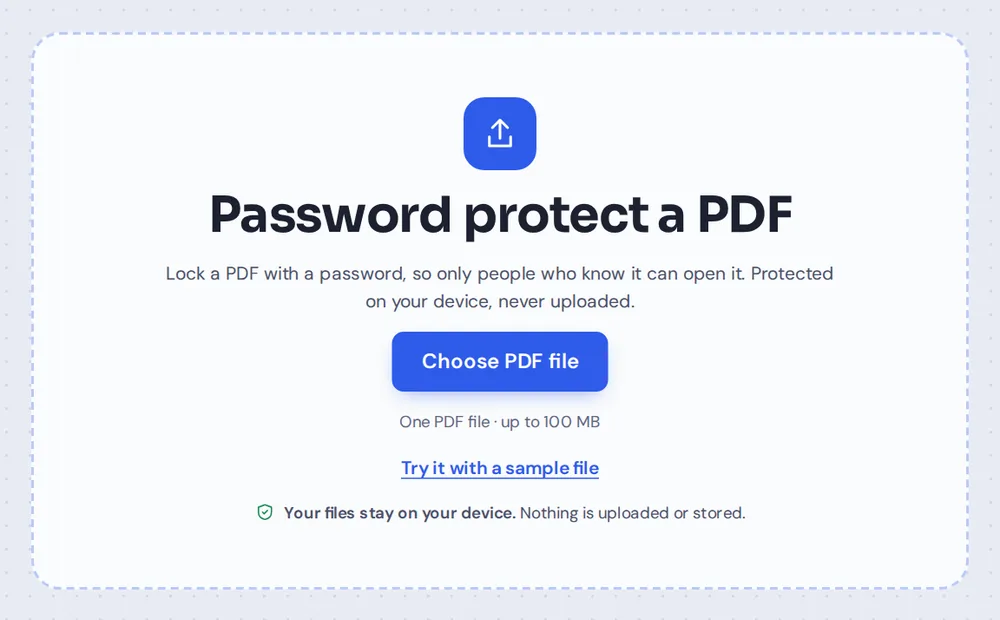 Choose a PDF file to password protect PDF documents