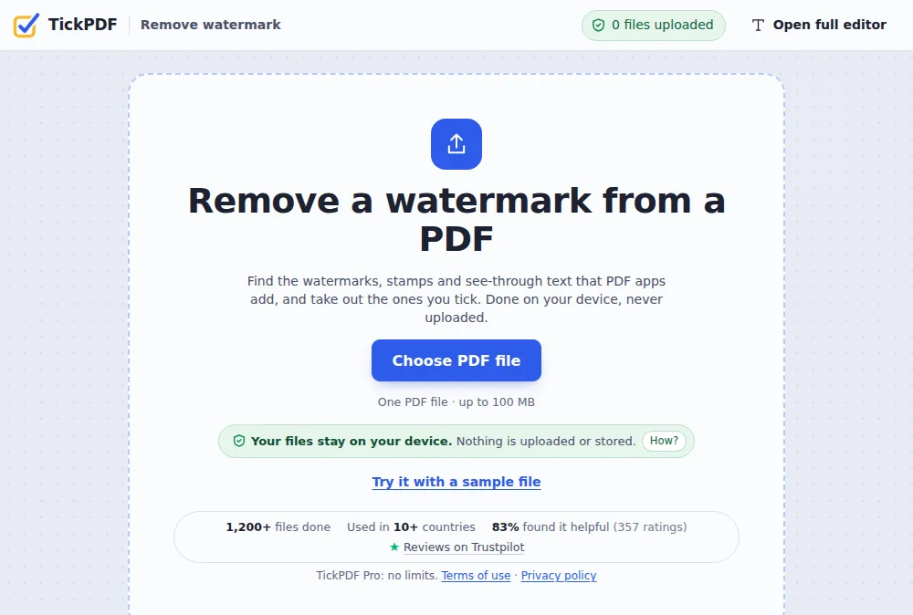 Choose a PDF file to remove watermark from PDF