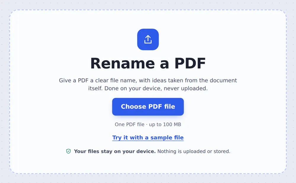 Choose a PDF file to rename PDF documents