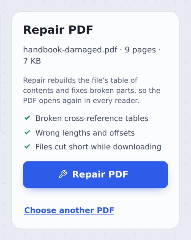 What the tool fixes when you repair PDF files