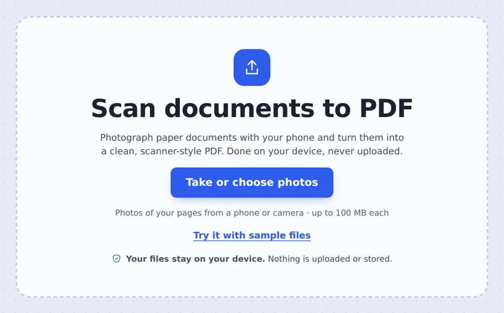 Take or choose photos to scan to PDF