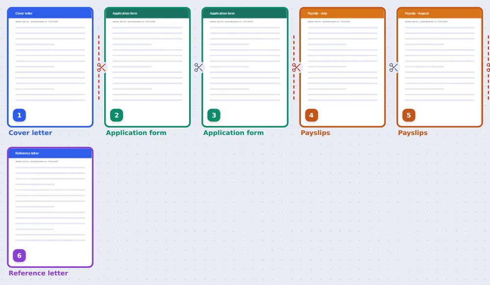 Pages grouped by chapter to split PDF by bookmarks